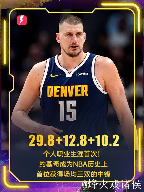 约基奇生涯第13次单场至少35分15板10助，与大O并列历史第一